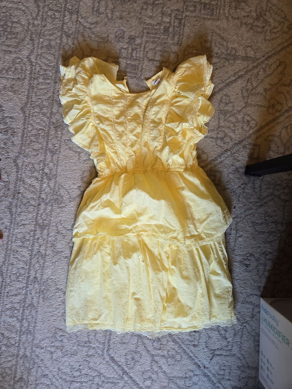 Opia Yellow Ruffled Eyelet Kids Dress